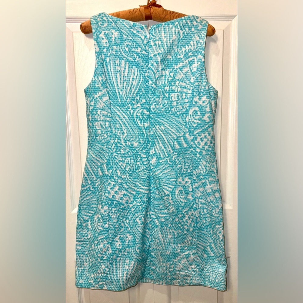 Lilly Pulitzer MacFarlane Shift Dress Shorely Blue Sea Cups Lace Trim Sz. 10 EUC - Picture 3 of 11